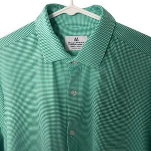 Mizzen+Main Leeward Shirt Green Checked Trim Fit Stretch B8